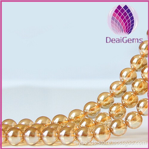 Hign quality shampagne color round citrine 12 mm gemstone beads for jewelry
